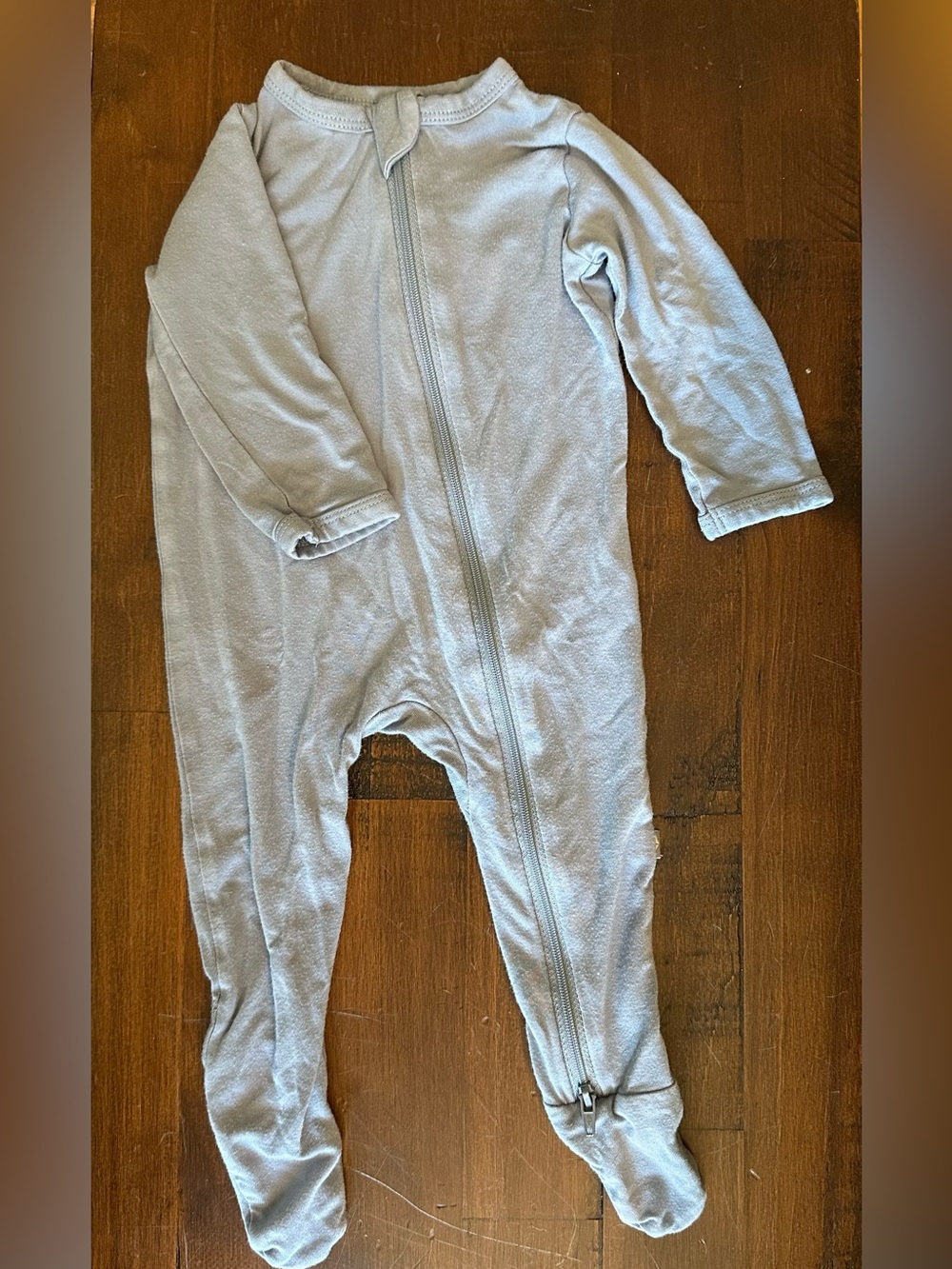 Light Blue Kids One-Piece Zipper Footed Pajama